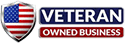 Badge stating 'Veteran Owned Business' displayed on the right side of the header.