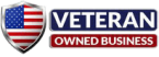Badge stating 'Veteran Owned Business' displayed on the right side of the header.